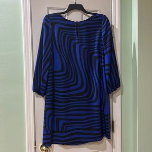 Tahari Wave Lengths Shift Dress Cobalt Blue Size 14